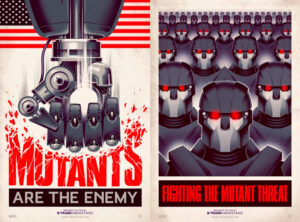 Posters políticos anti-mutantes.