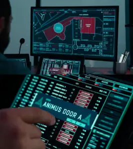 Planta e sistema operacional da prisão Animus na Abstergo Foundation.