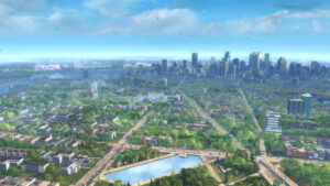 Vista panorâmica da Abstergo Entertainment.